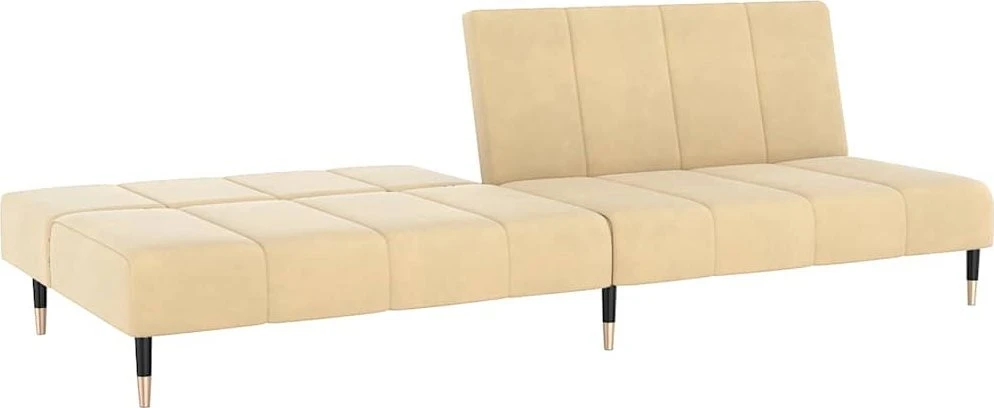 Dvivietė sofa-lova, kreminės spalvos, aksomas