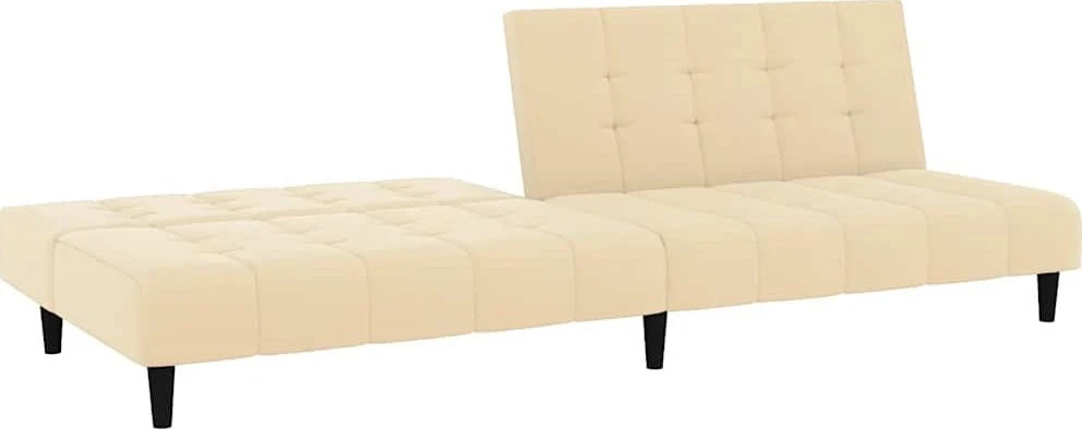 Dvivietė sofa-lova, kreminės spalvos, aksomas