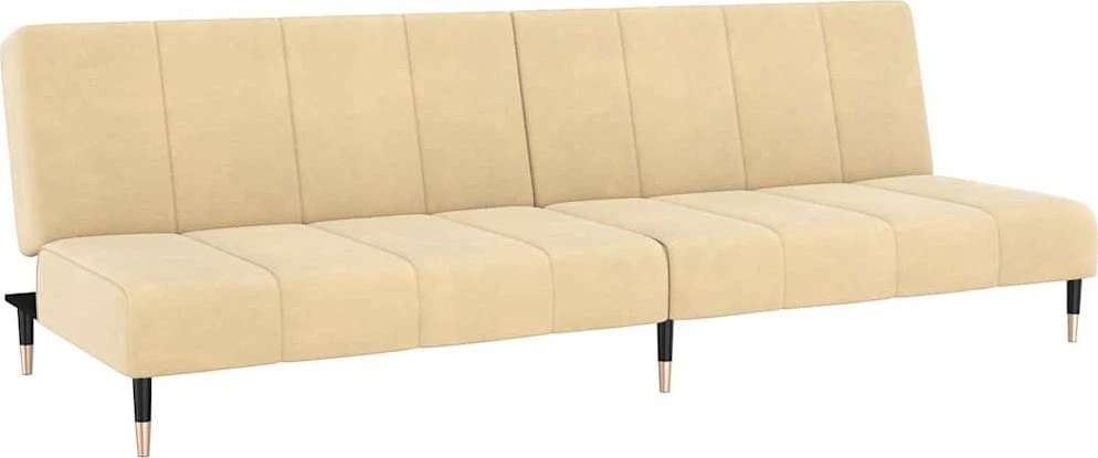 Dvivietė sofa-lova, kreminės spalvos, aksomas