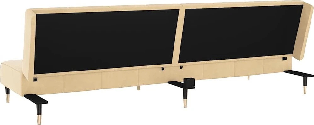 Dvivietė sofa-lova, kreminės spalvos, aksomas
