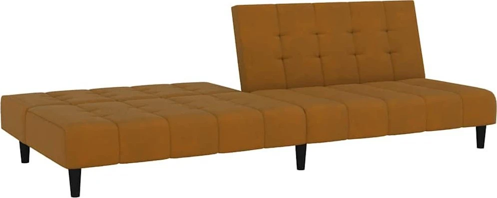 Dvivietė sofa-lova, rudos spalvos, aksomas