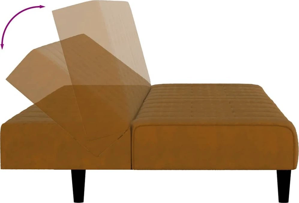 Dvivietė sofa-lova, rudos spalvos, aksomas
