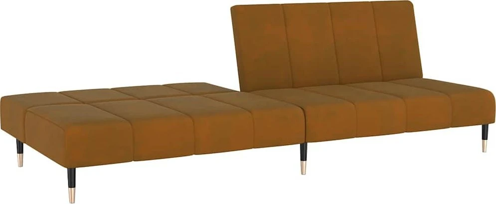 Dvivietė sofa-lova, rudos spalvos, aksomas