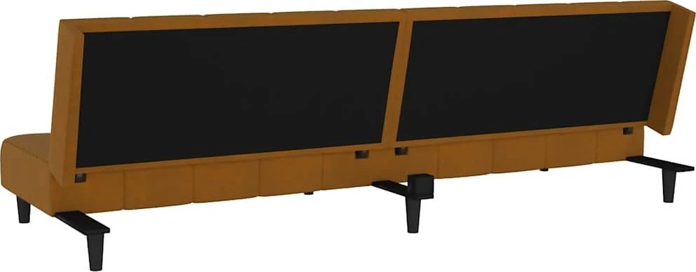 Dvivietė sofa-lova, rudos spalvos, aksomas
