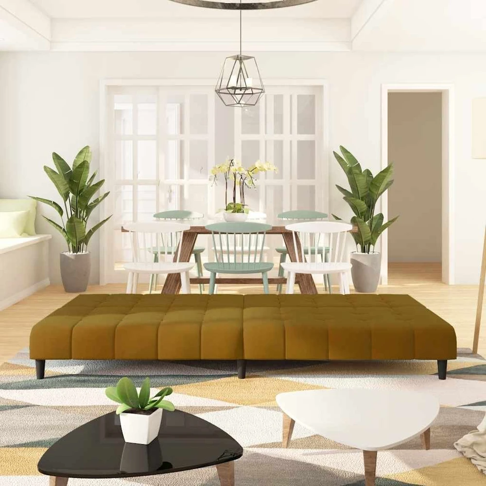 Dvivietė sofa-lova, rudos spalvos, aksomas