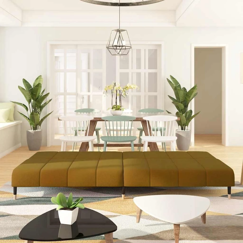 Dvivietė sofa-lova, rudos spalvos, aksomas