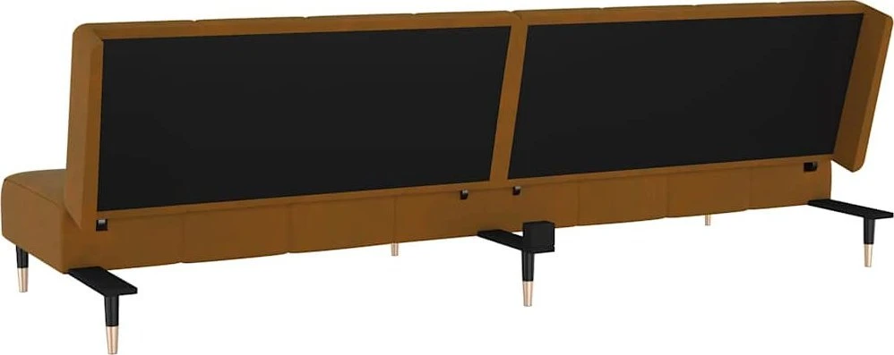 Dvivietė sofa-lova, rudos spalvos, aksomas