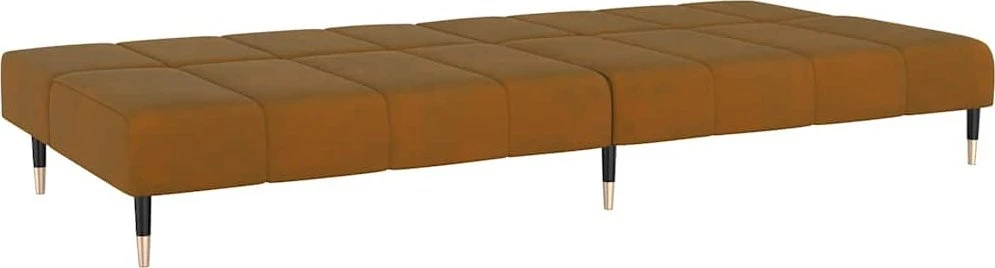 Dvivietė sofa-lova, rudos spalvos, aksomas