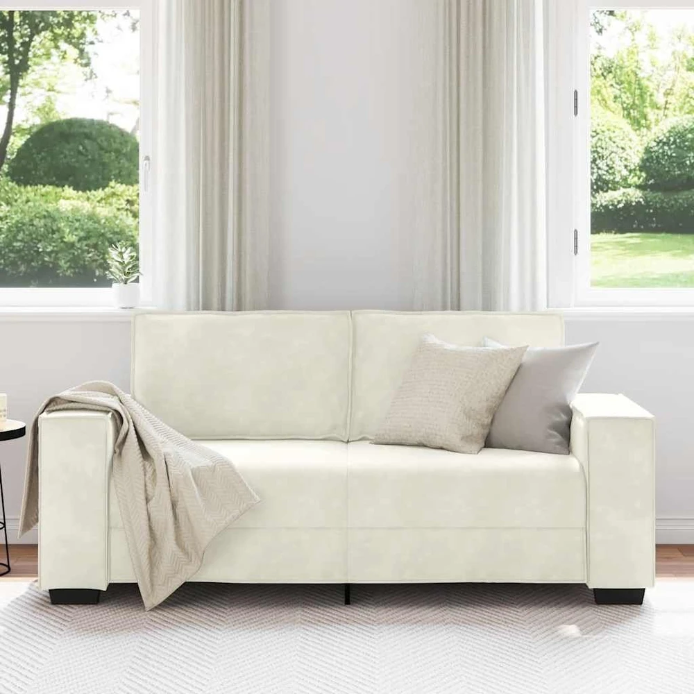 Dvivietė sofa, kreminės spalvos, 180x78x84 cm, aksominė