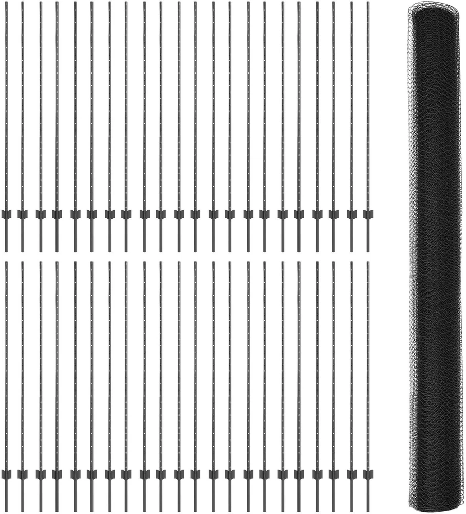 Hexagonal Fence with Post 100 x 1,5 m PVC dengtas plienas Pilka
