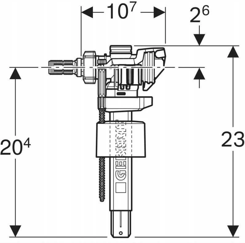 Geberit Impuls vandens pripildymo mechanizmas, FV Typ 380 3/8'', potinkiniam bakeliui, su adapteriais