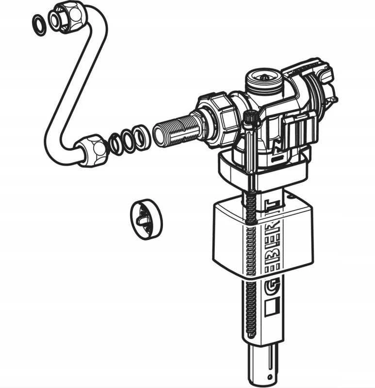 Geberit Impuls vandens pripildymo mechanizmas, FV Typ 380 3/8'', potinkiniam bakeliui, su adapteriais