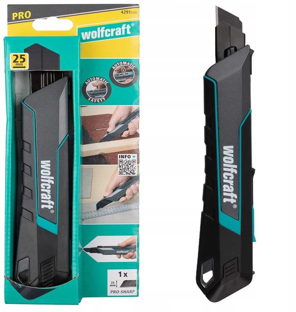 Wolfcraft peilis su nulaužiama geležte, 25 mm, PRO SAFETY, wolfcraft