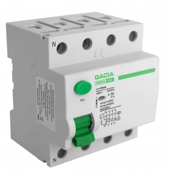 25A, 30mA, 4P diferencialinis automatinis jungiklis, A tipo GACIA PR8NM 4P 25A 30MA A