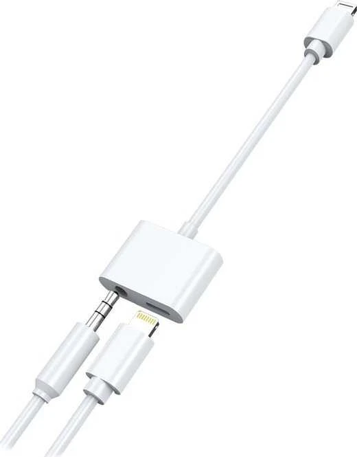 Baltas Lightning į 3.5mm ir įkrovimo adapteris
