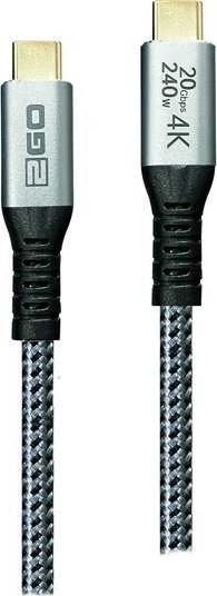 Kabelis USB 2GO USB-C - USB-C 2 m Sidabrinė (797515)