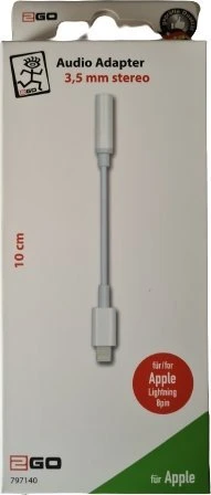 2GO garso adapteris „Lightning“ stereo, 20 cm, baltas