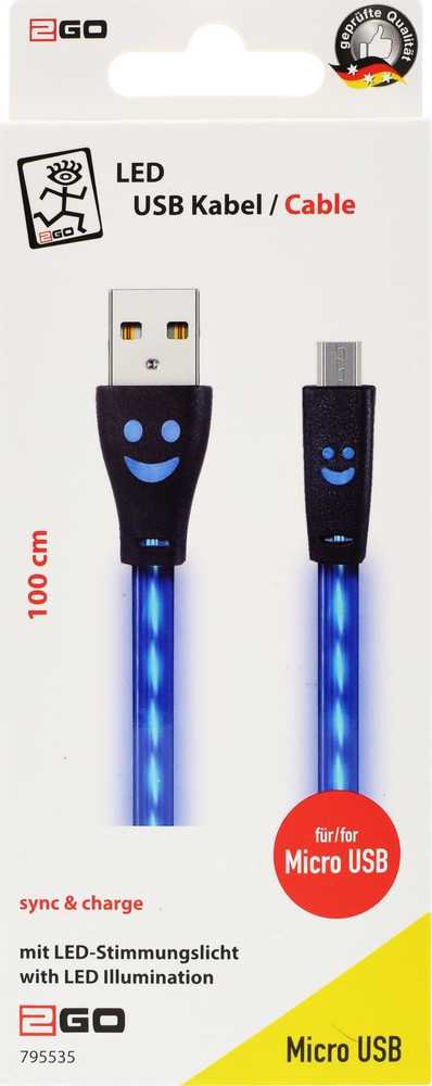 Kabelis USB 2GO USB-B - micro-B 1 m Mėlyna (795535)