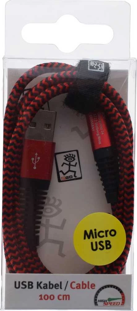 Kabelis USB 2GO USB-B - micro-B 1 m Raudona (795945)