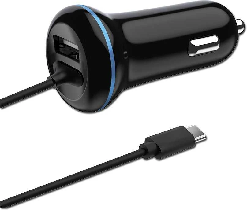 Įkroviklis 2GO 2GO USB-Kfz-Ladegerät 2400mA DUO Type C 3.1 + 1x USB juodas