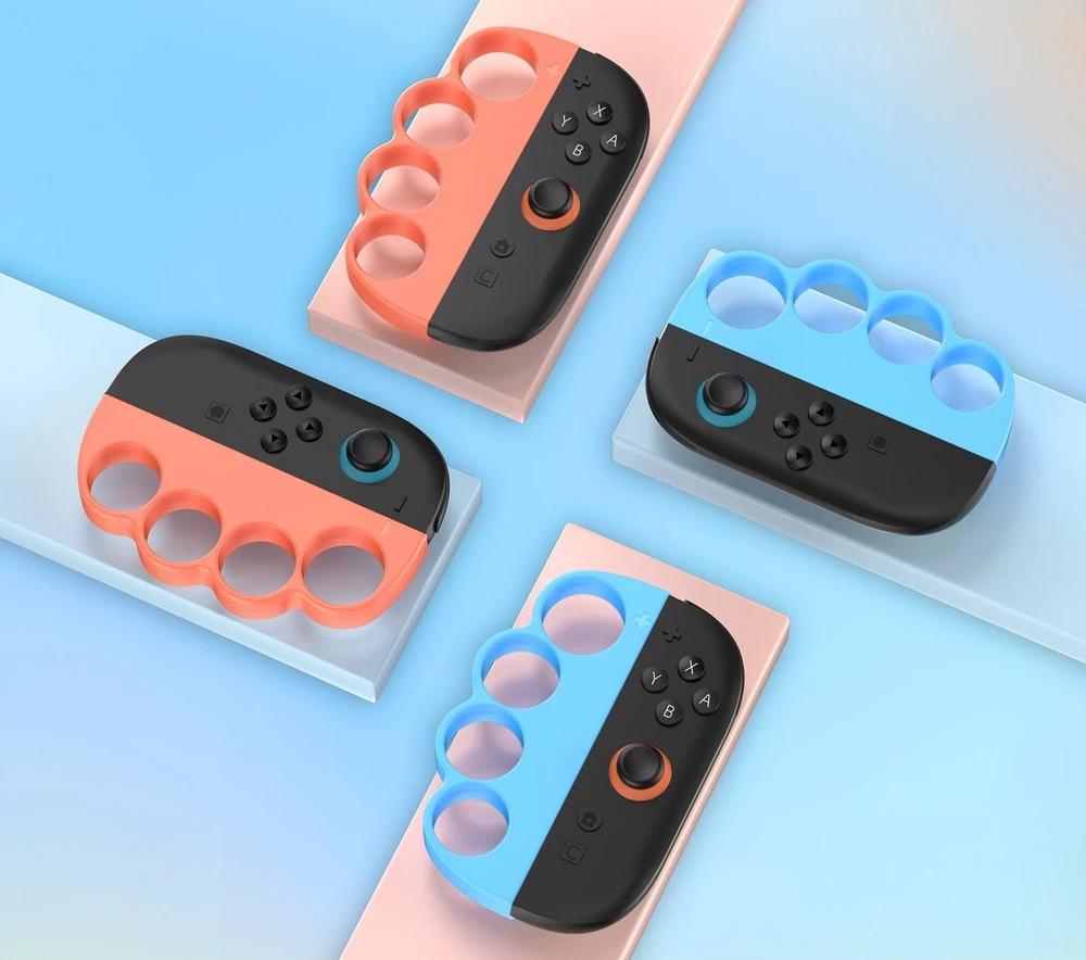 JYS 2x Bokserski laikiklis JYS-NS2298, skirtas Joy-con Nintendo Switch 2 / NSW2 / Fitness Boxing, mėlynas - oranžinis (SB11089)