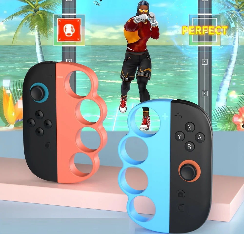 JYS 2x Bokserski laikiklis JYS-NS2298, skirtas Joy-con Nintendo Switch 2 / NSW2 / Fitness Boxing, mėlynas - oranžinis (SB11089)