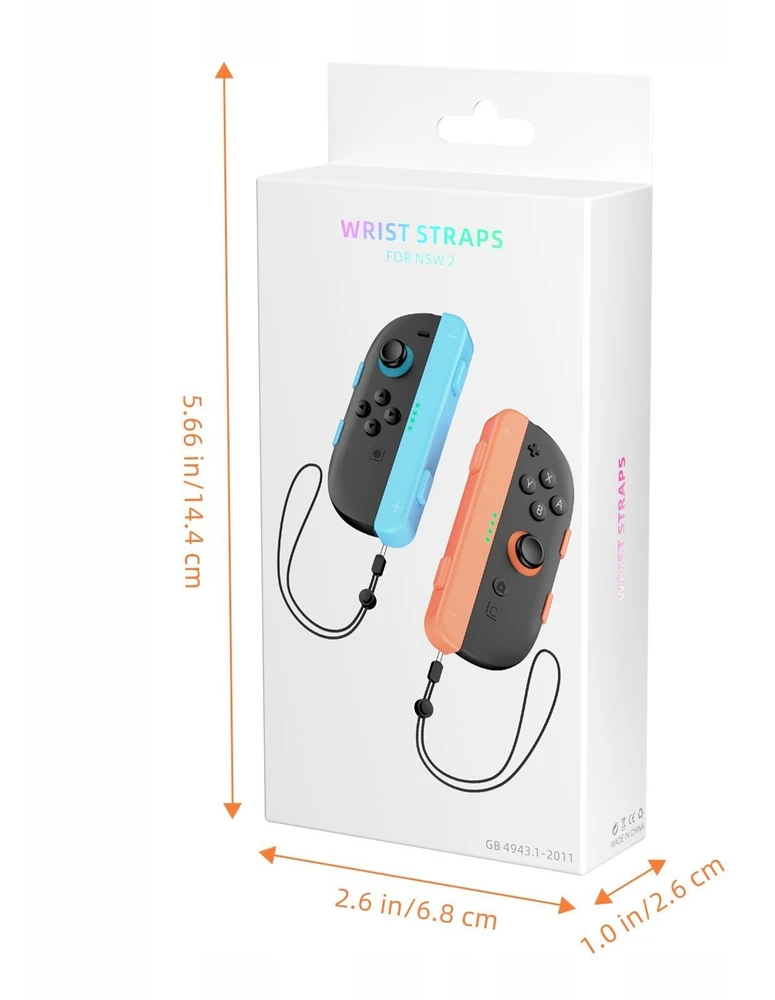 JYS 2x Laikiklis Grip na Joy-Con vertikalus + dirželis JYS-NS2280 do Nintendo Switch 2 Mėlyna - Oranžinė (SB11087)
