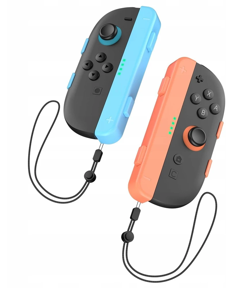 JYS 2x Laikiklis Grip na Joy-Con vertikalus + dirželis JYS-NS2280 do Nintendo Switch 2 Mėlyna - Oranžinė (SB11087)