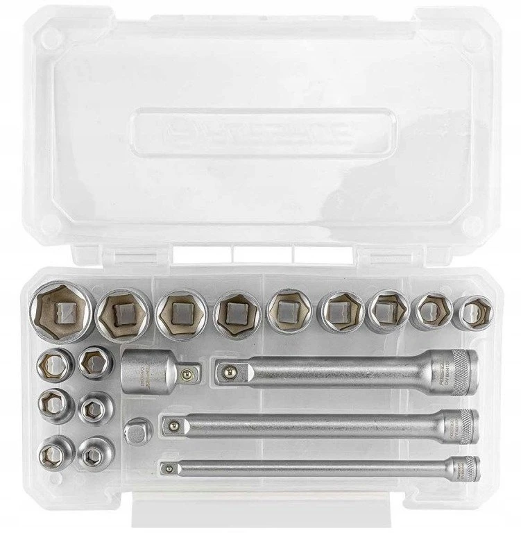 Įrankių rinkinys Įrankių rinkinys 3/8" 20el. su nasadkami (6-22mm), adapterami i przedłużkami