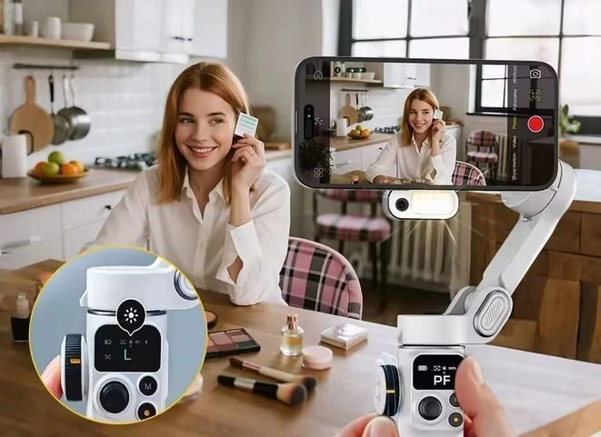 AOCHUAN P2 stabilizatorius su dirbtinio intelekto jutikliu (Baltas)