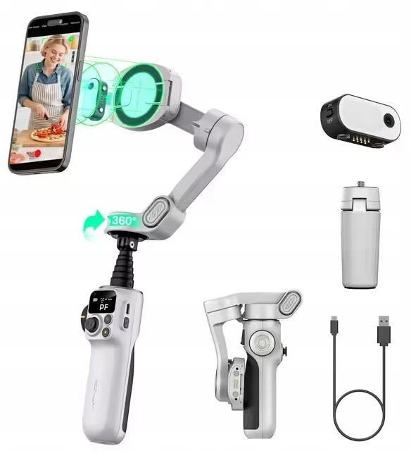 AOCHUAN P2 stabilizatorius su dirbtinio intelekto jutikliu (Baltas)