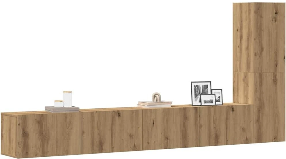 TV staliukas 3 dalių sieninis televizoriaus spintelės komplektas Artisan Oak