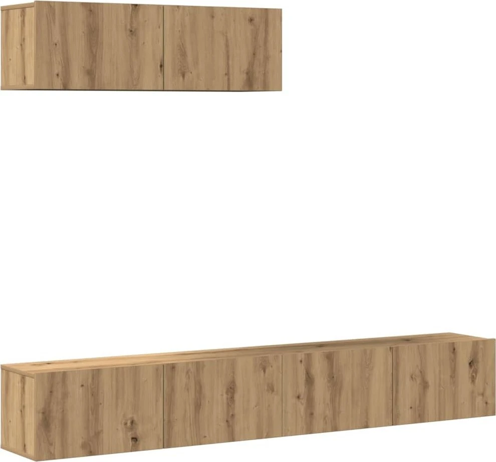TV staliukas 3 dalių sieninis televizoriaus spintelės komplektas Artisan Oak