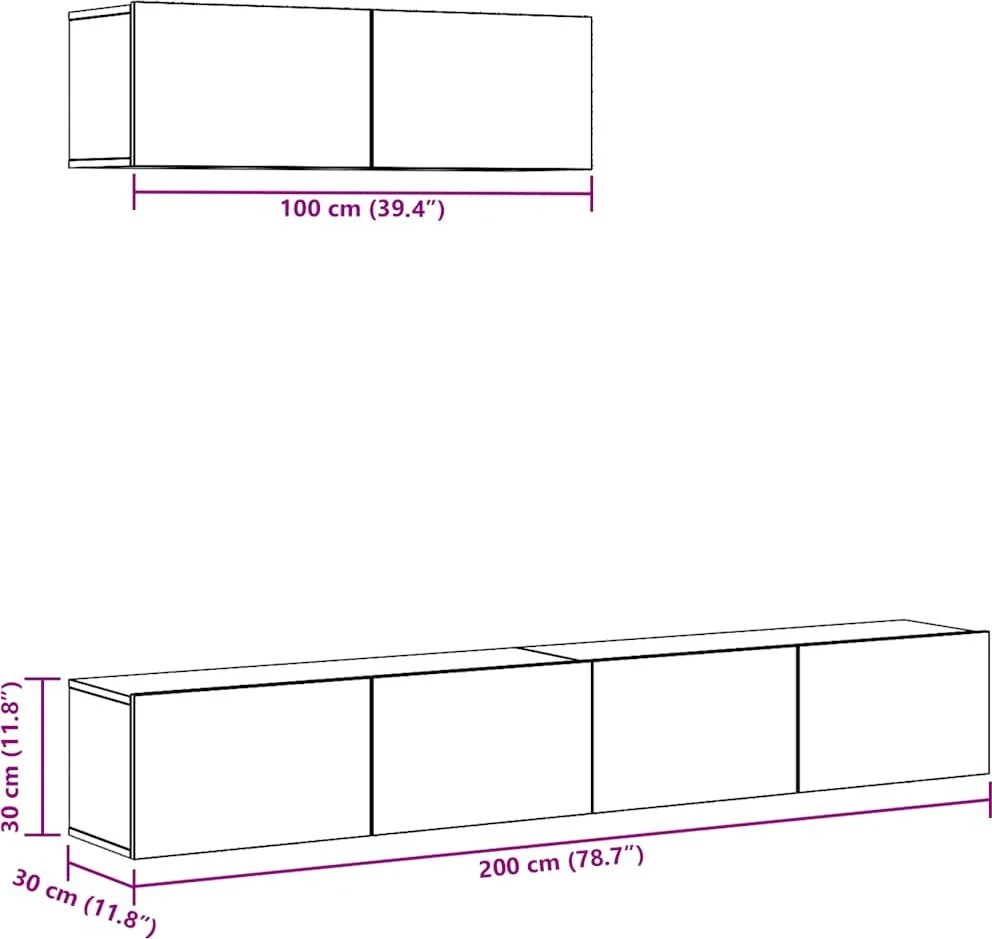 TV staliukas 3 dalių sieninis televizoriaus spintelės komplektas Artisan Oak