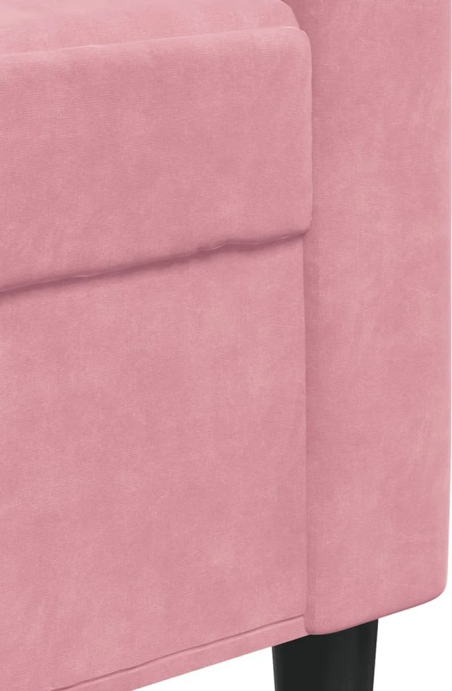 Sofa Sofos komplektas su pagalvėlėmis, 3 dalių, rožinis, aksomas