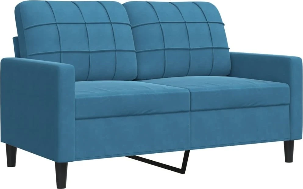 Sofa Sofos komplektas su pagalvėlėmis, 3 dalių, mėlynas, aksomas