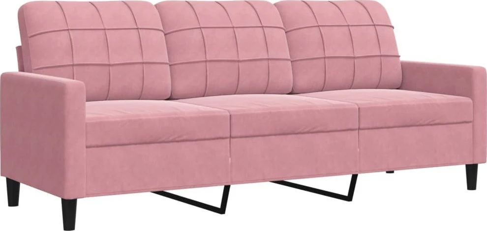 Sofa Sofos komplektas su pagalvėlėmis, 3 dalių, rožinis, aksomas