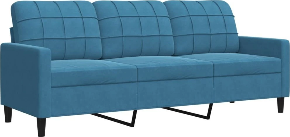 Sofa Sofos komplektas su pagalvėlėmis, 3 dalių, mėlynas, aksomas