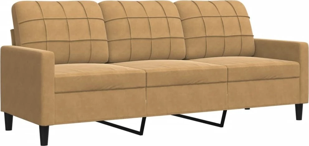 Sofa Sofos komplektas su pagalvėlėmis, 3 dalių, rudas, aksomas