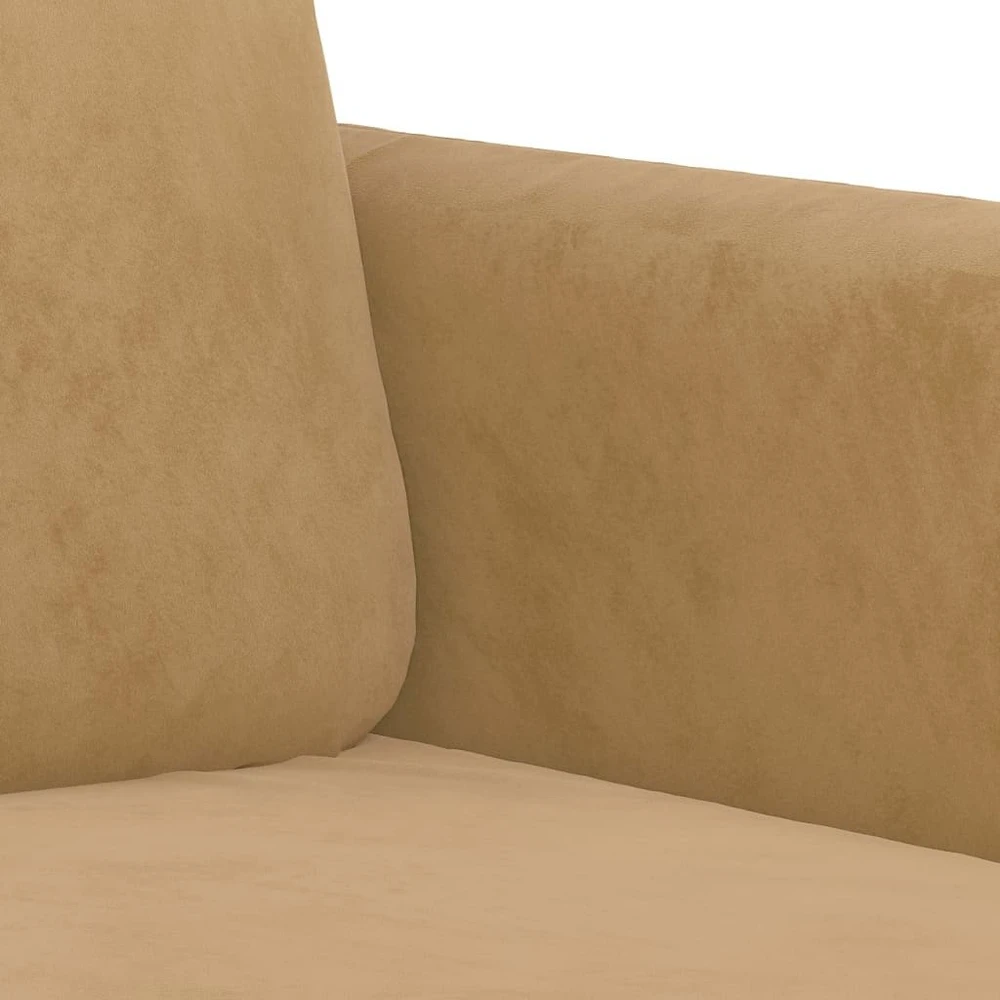 Sofa Sofos komplektas, 3 dalių, rudos spalvos, aksomas