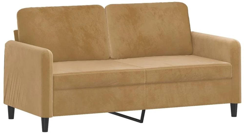 Sofa Sofos komplektas, 3 dalių, rudos spalvos, aksomas
