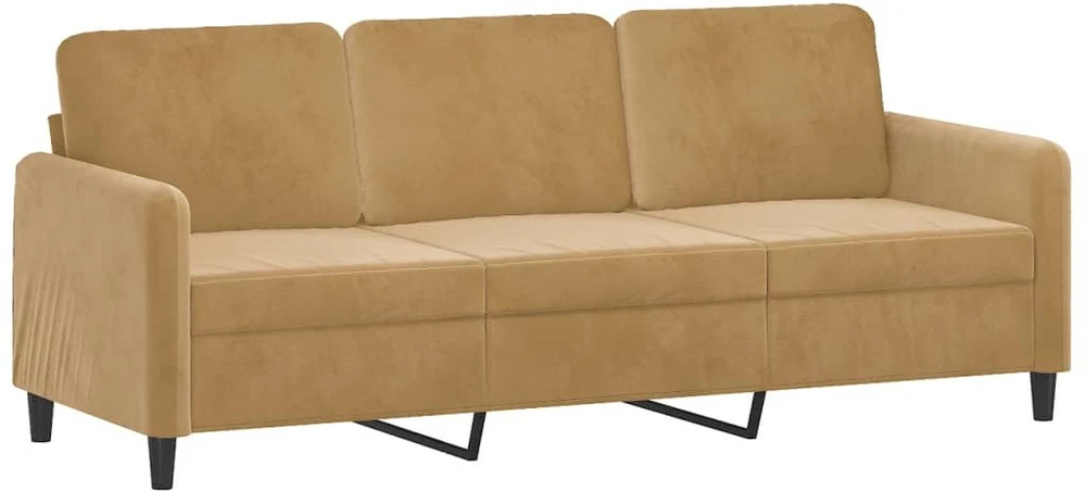 Sofa Sofos komplektas, 3 dalių, rudos spalvos, aksomas