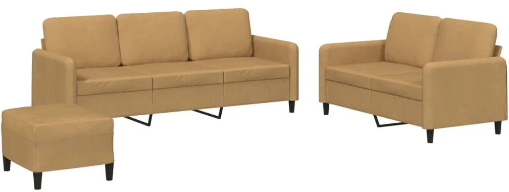 Sofa Sofos komplektas, 3 dalių, rudos spalvos, aksomas
