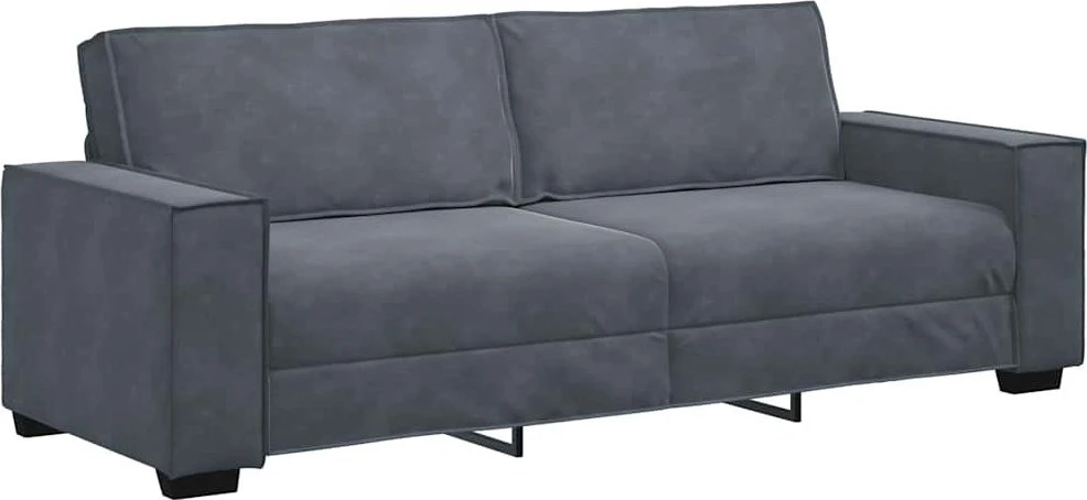 Sofa 3 dalių sofos komplektas su pagalvėlėmis, tamsiai pilkas, aksomas