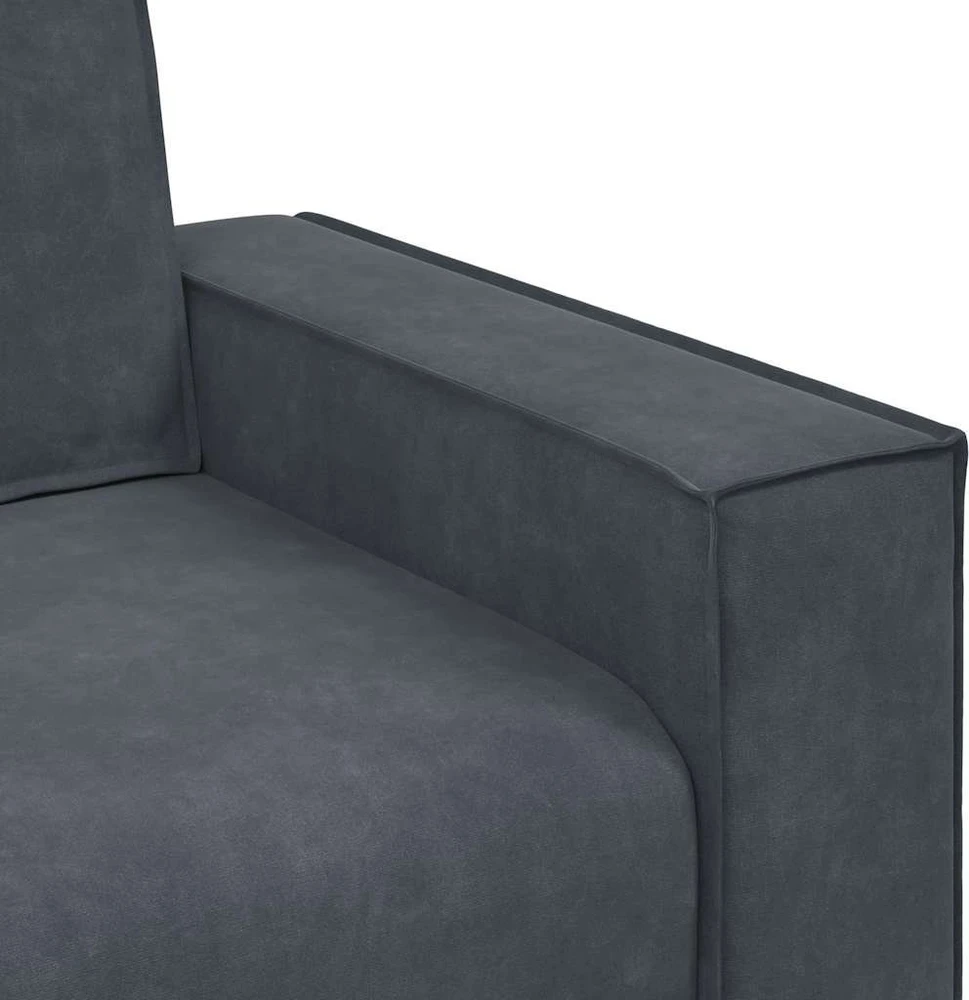 Sofa 3 dalių sofos komplektas su pagalvėlėmis, tamsiai pilkas, aksomas