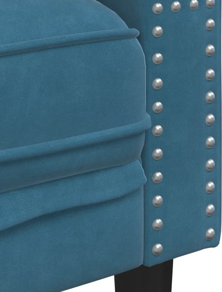 Sofa Chesterfield sofų komplektas su pagalvėlėmis, 3 dalių, mėlynas