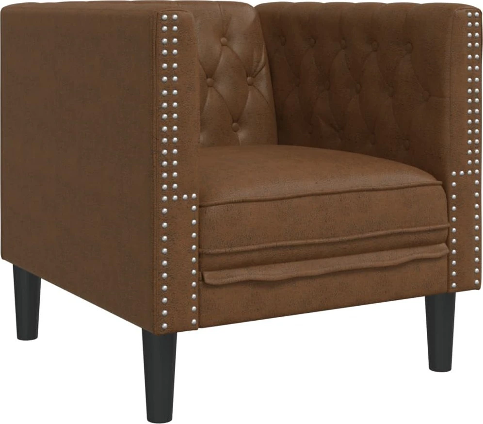 Sofa Chesterfield sofų komplektas su pagalvėlėmis, 3 dalių, rudas