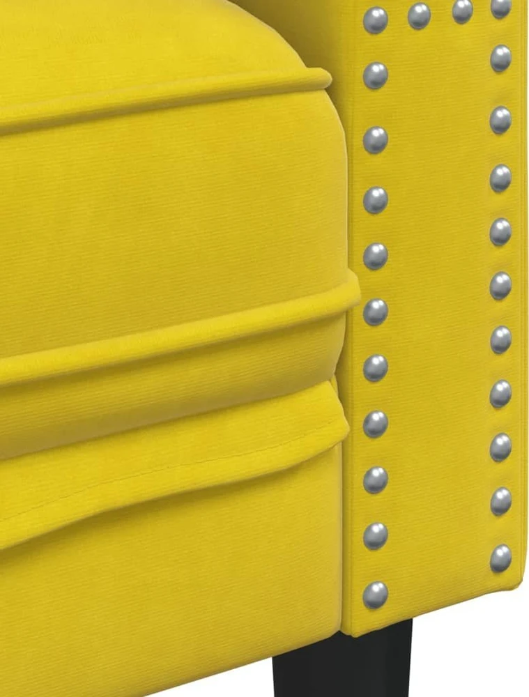 Sofa Chesterfield sofų komplektas su pagalvėlėmis, 3 dalių, geltonas