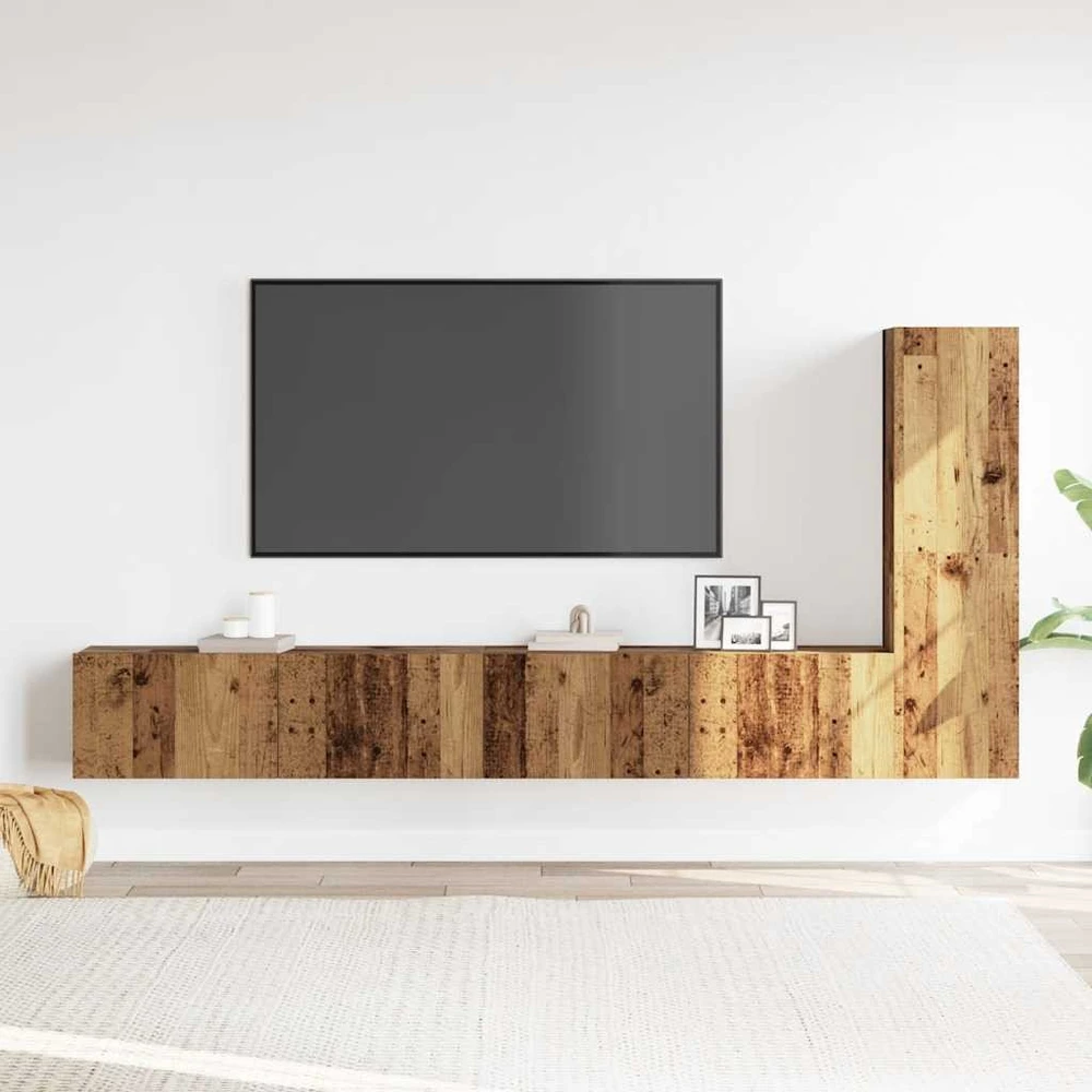 TV staliukas Sieninis televizoriaus spintelės komplektas, 3 dalių