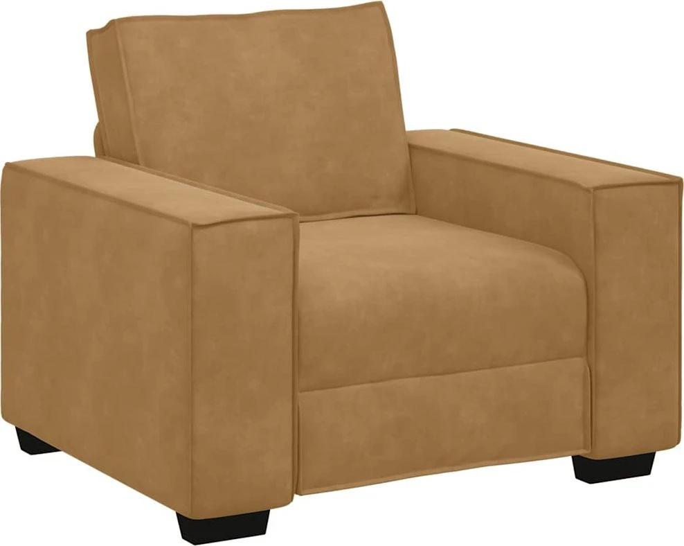 Sofa 3 dalių sofos komplektas su pagalvėlėmis, rudas aksomas